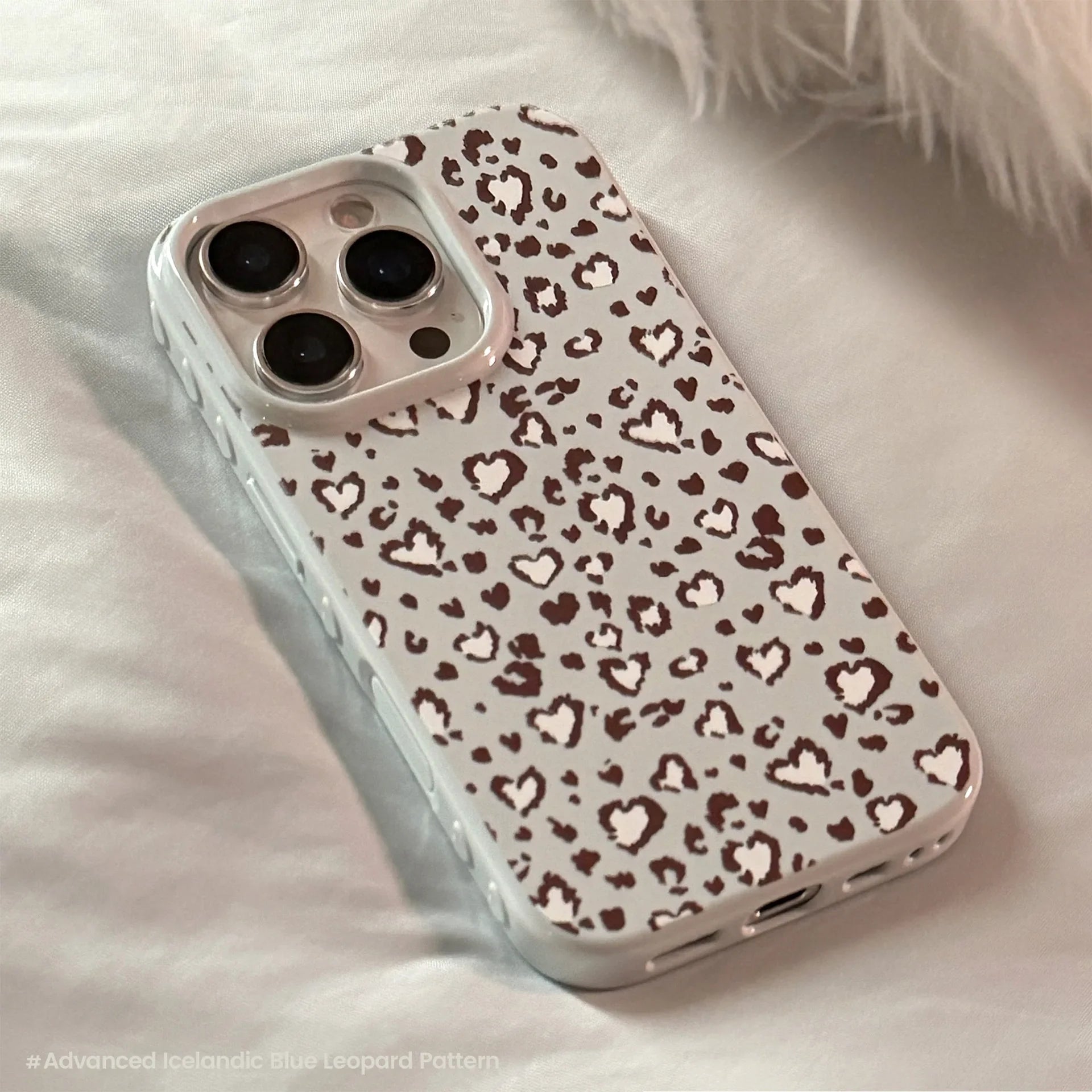 Stylish Retro Blue Leopard Print Love Heart Soft Phone Case For iPhone