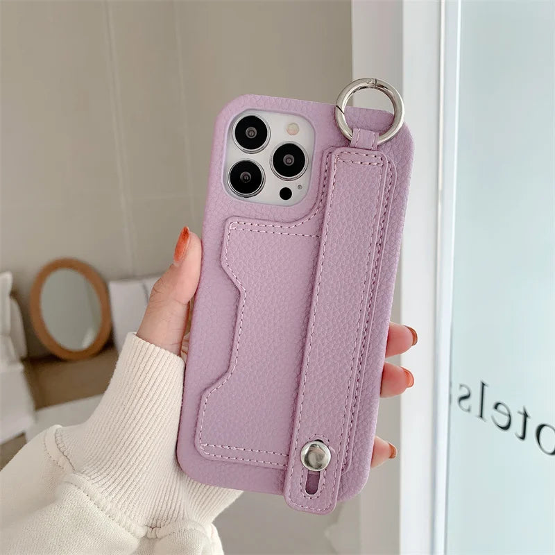Cute Card Slot Bag Wristband Phone Holder Case For iPhone