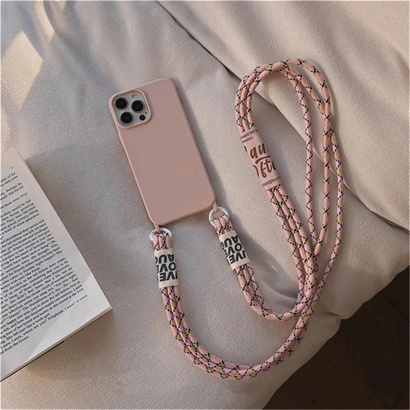 Cord Strap Lanyard Siliocne Phone Case For iPhone