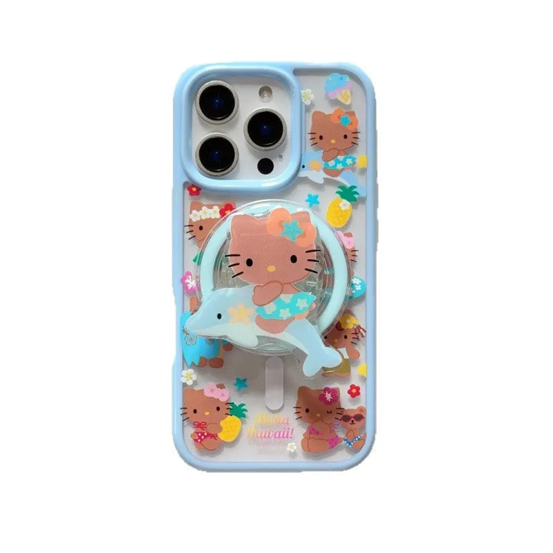 Sanrio Hello Kitty Bikini Surf Dolphin Clear Phone Case For Magsafe iPhone