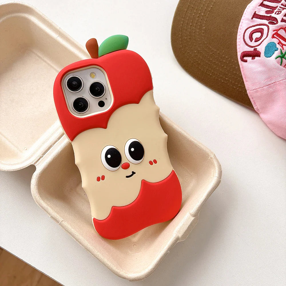 Funny 3D Cartoon Apple Designs Soft Silicone Phone Case