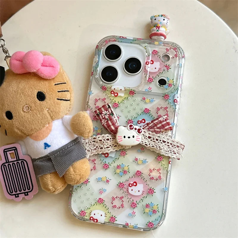 Korean Cute Flower Hellokitty Phone Case For iPhone