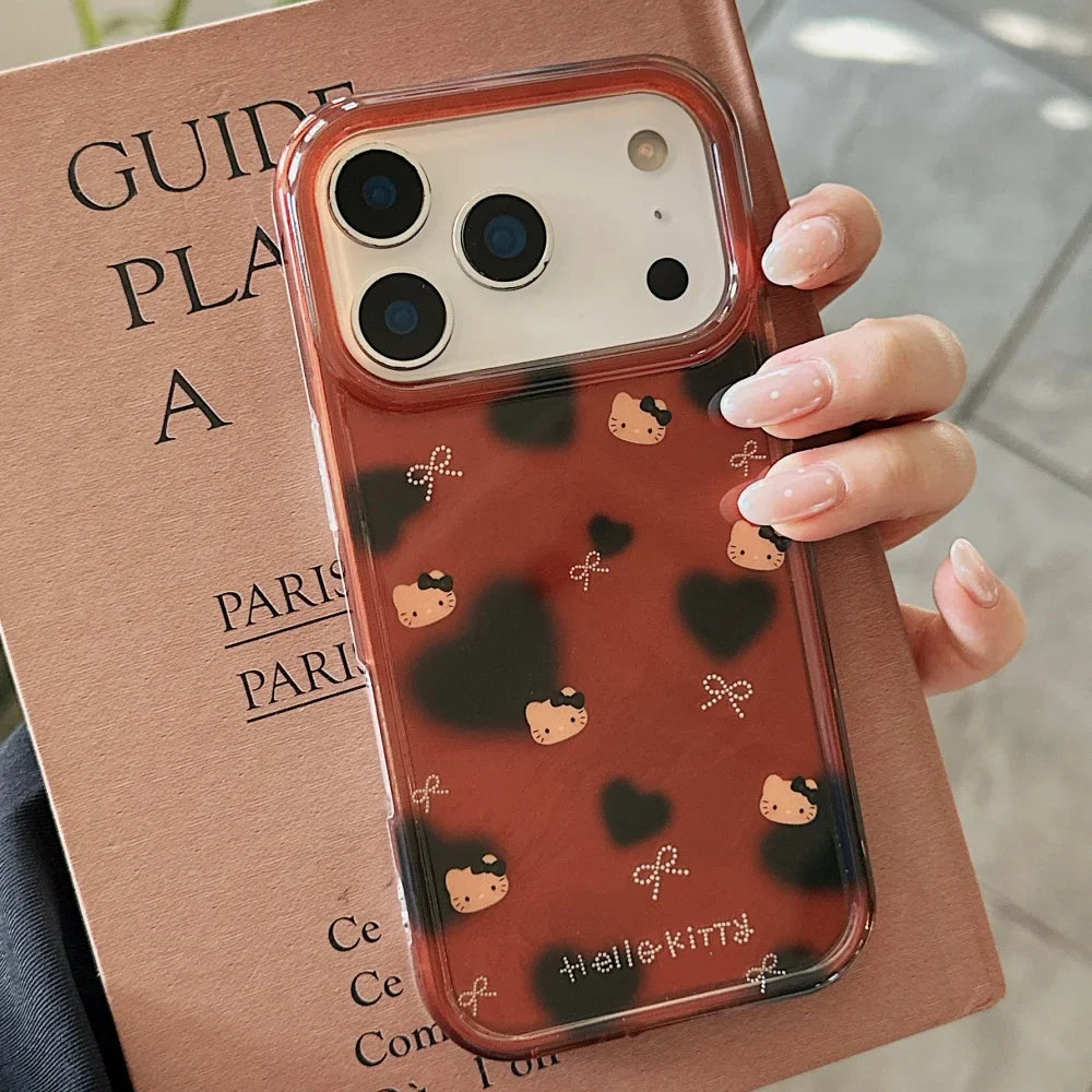 Luxury Cute All Inclusive Brown Bottom Leopard Print Bow Kitty Case Phone  For iPhone