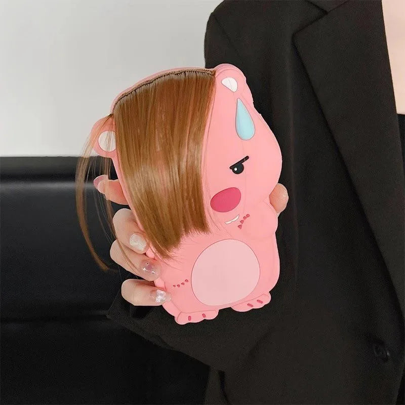 Funny True Braided Hair Loopy Cartoon Silicon Soft Back Phone Case