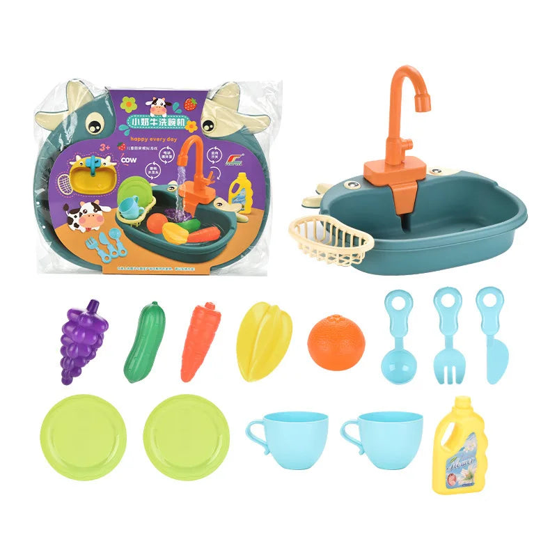 Electric Kitchen Sink Toy – Pretend Play Dishwasher Set