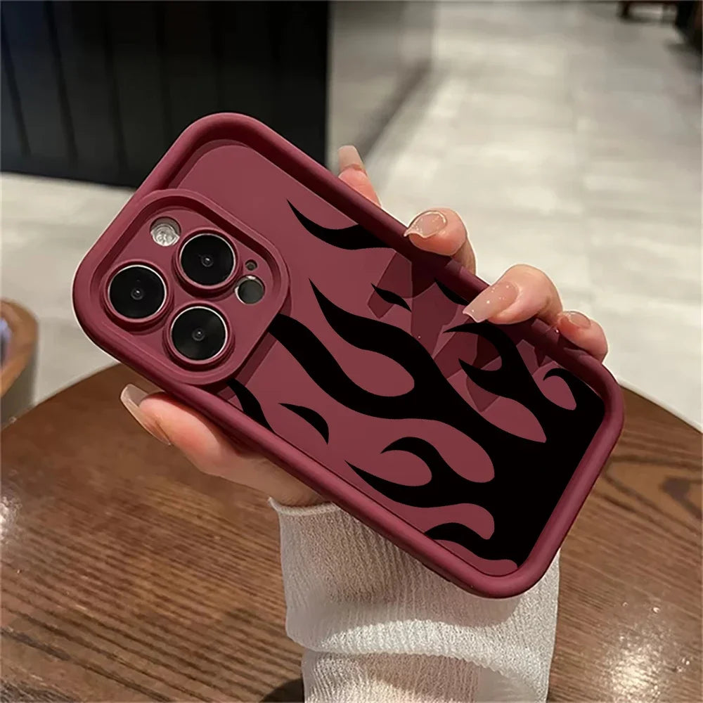 Fashion Black Flame Silicone Phone Case