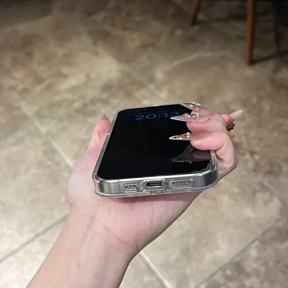 Dazzling Laser Star Pattern Magnetic Wireless Charging Clear Phone Case For iPhone