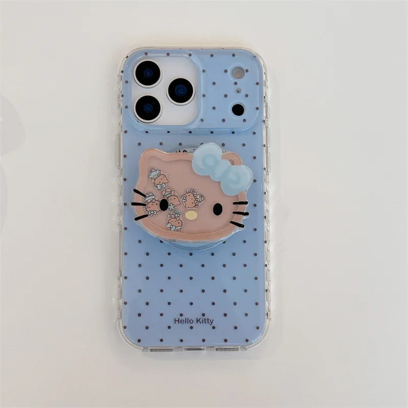 Korean Blue Polka Dot Magnetic Phone Cover For iPhone