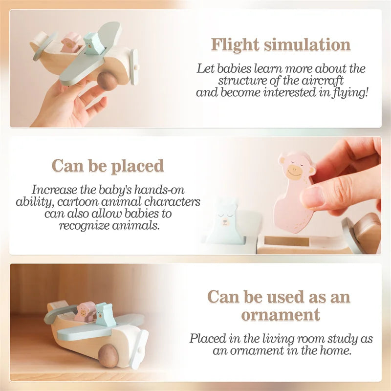 Wooden Airplane Toy – Educational Wooden Plane Model for Kids