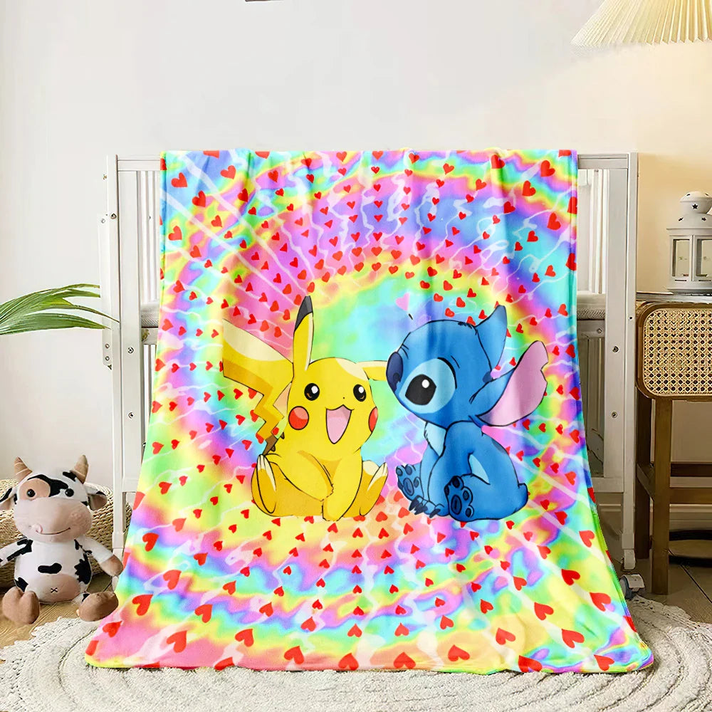 Pokemon Flannel Blanket Soft HD Printed Throw for Sofa & Camping