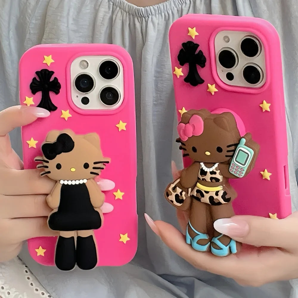 Leather Long Legs Hellokittys Mobile Phone Case Bracket Suitable For iPhone