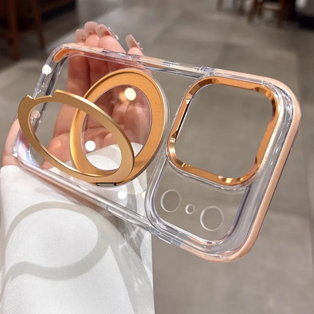 Luxury Plating Ultra Thin Clear For Magsafe Bracket Case for iPhone