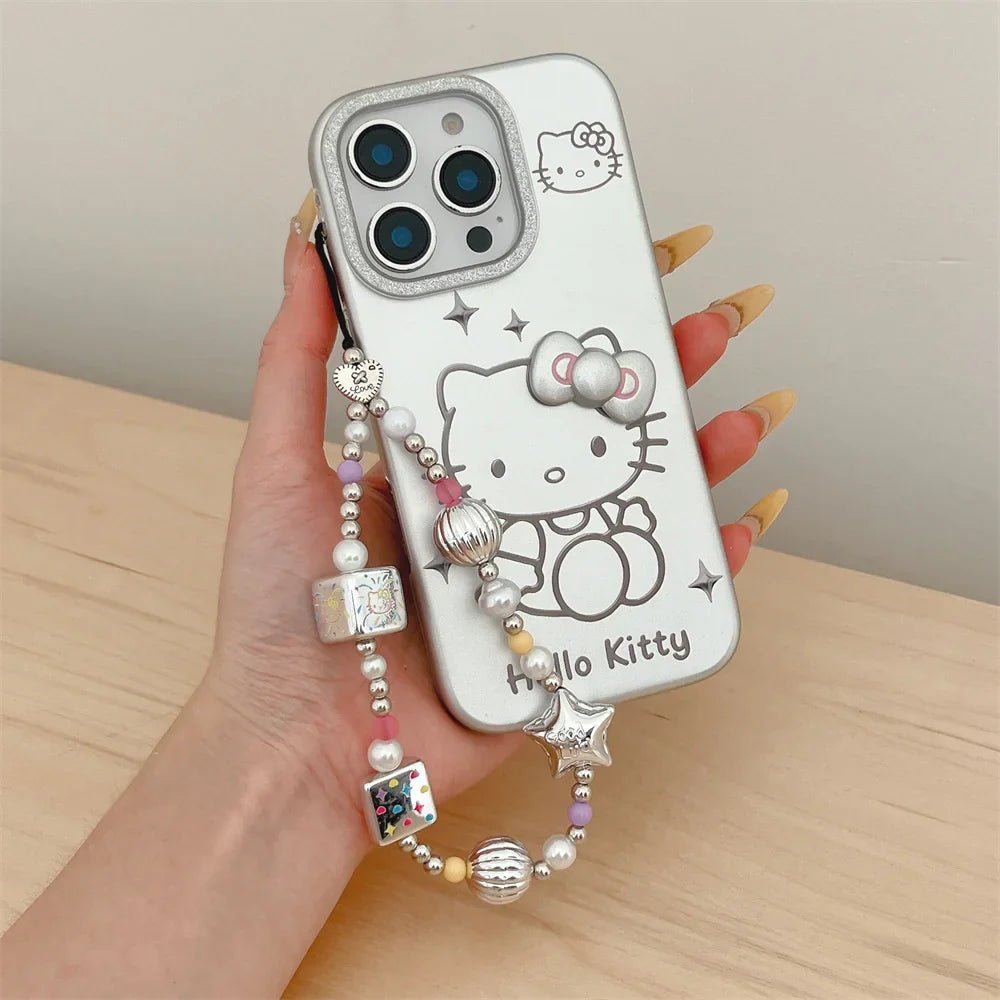 Luxury Glitter Hello Kitty Silver Phone Case For iPhone