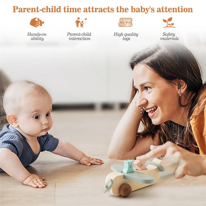 Wooden Airplane Toy – Educational Wooden Plane Model for Kids