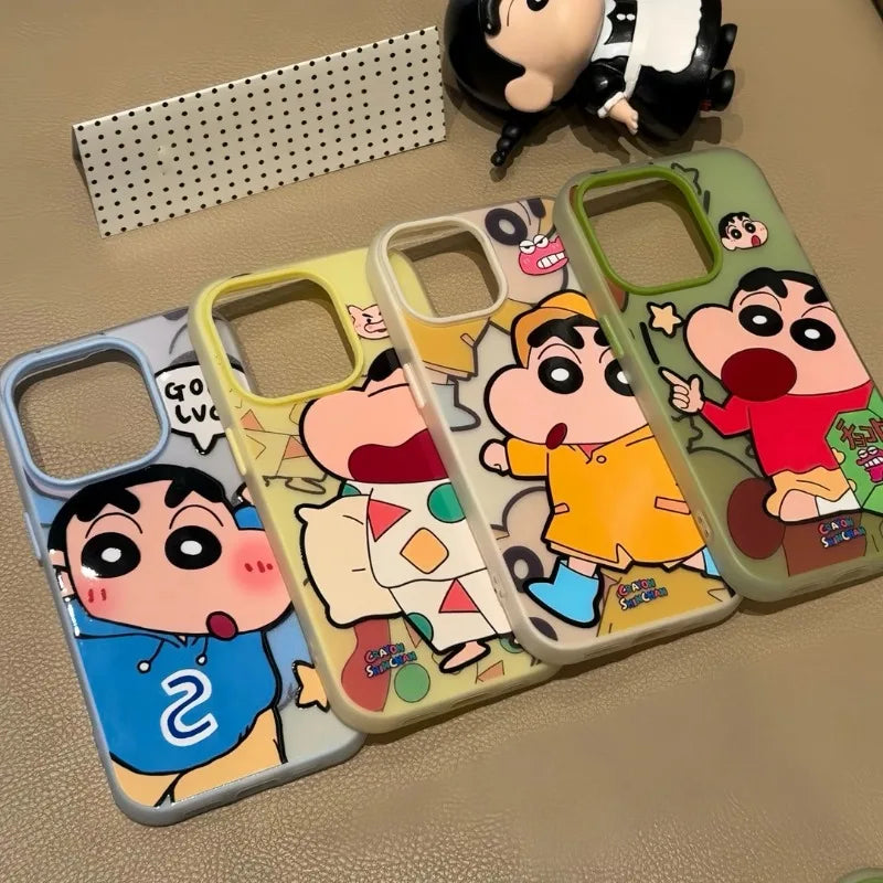 Kawaii Crayon Shin-chan iPhone Case Anime Sanding Shockproof For iPhone