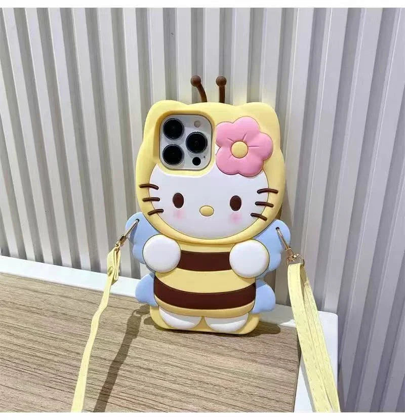 3D Hello Kitty Bee Honey Phone Case For iPhone