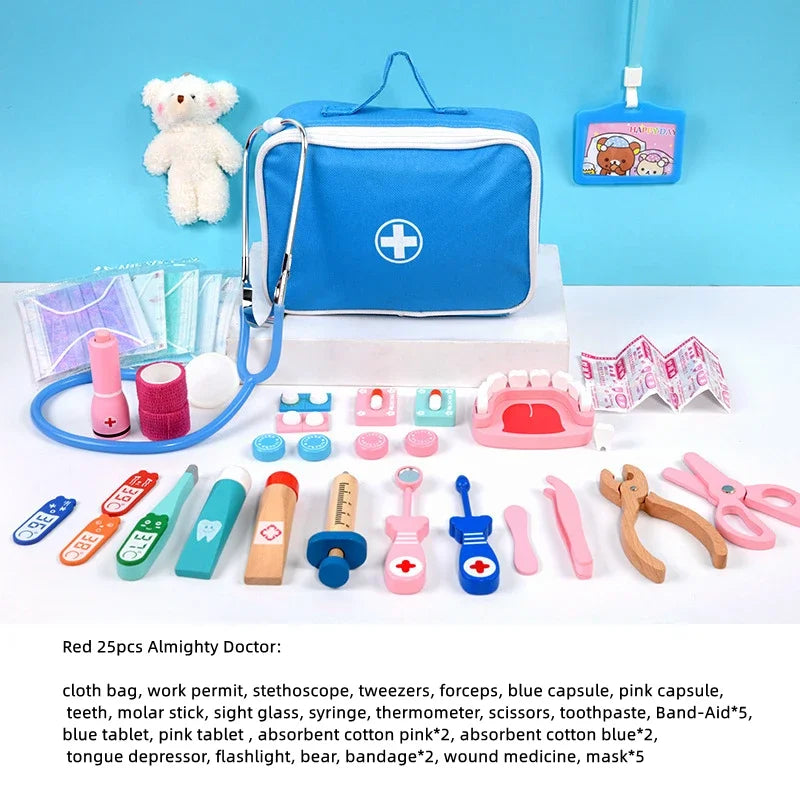 Wooden Doctor Pretend Play Set – Kids Medical Simulation Toy