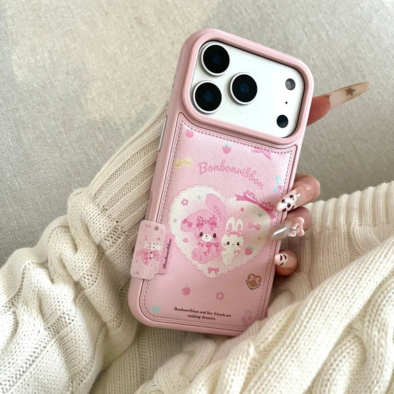 Cute Cartoon Strawberry Bow Rabbit Phone Case For iPhone
