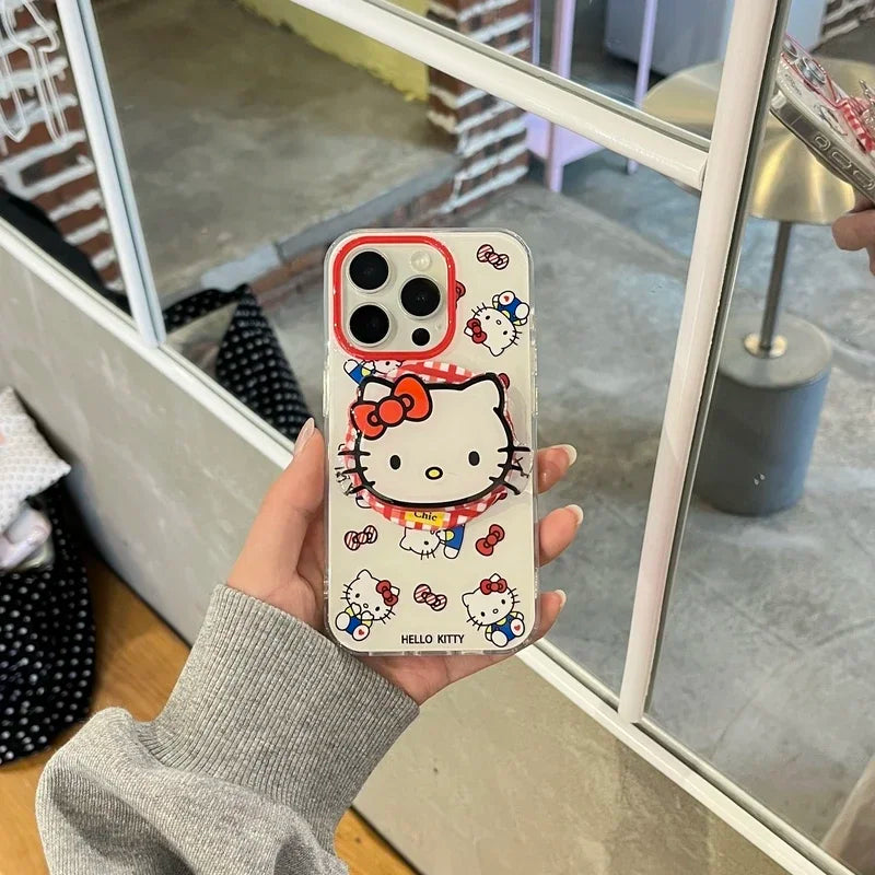 Cute Cartoon Sanrio Hello Kitty Magnetic Grip Tok Holder Magsafe Wireless Charge Phone Case