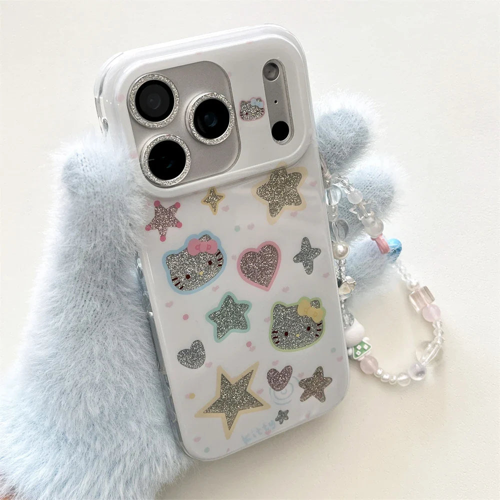 Bling Glitter Full Screen Hello Kitty Melody Phone Case For iPhone