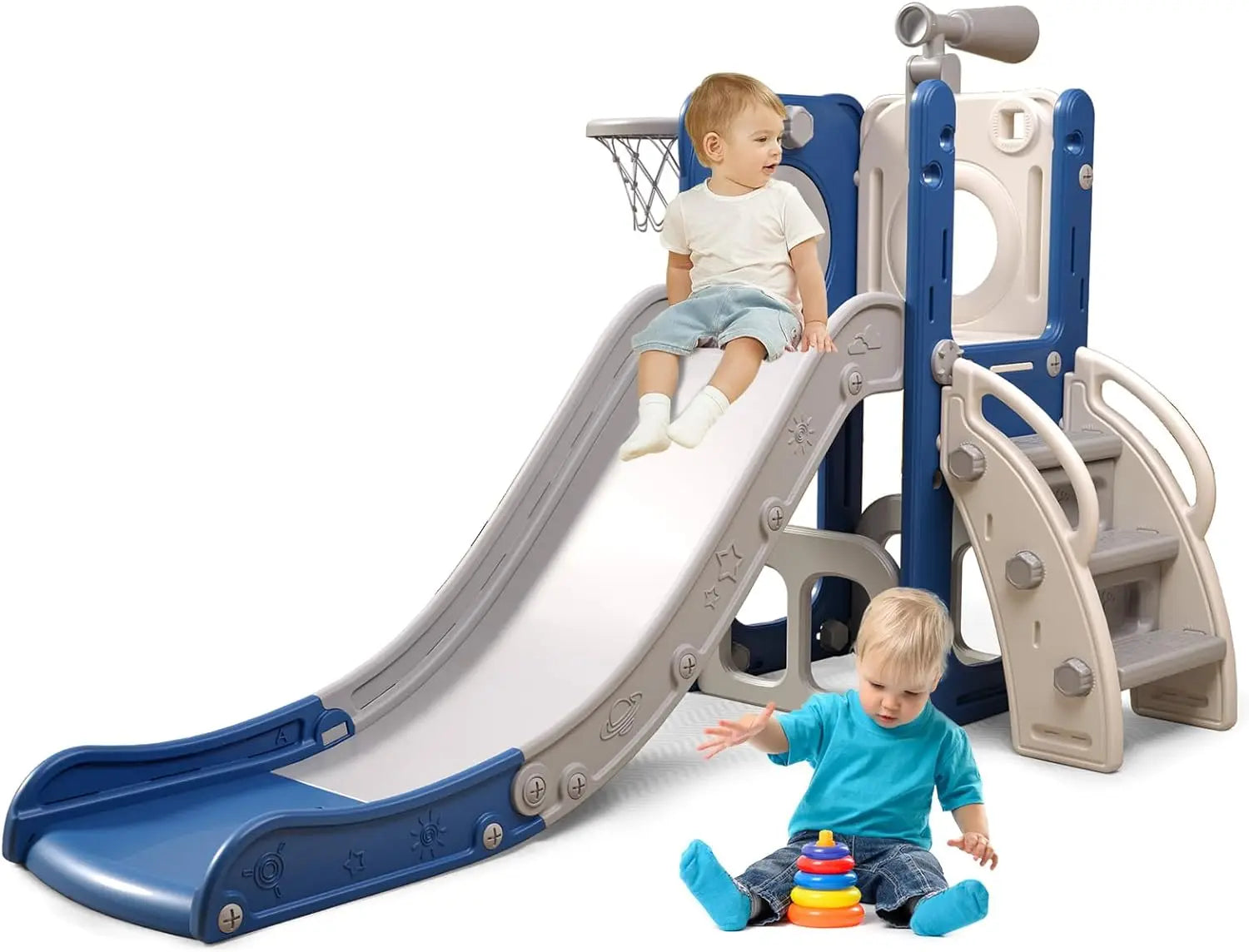 Toddler Playset with Slide and Basketball Hoop