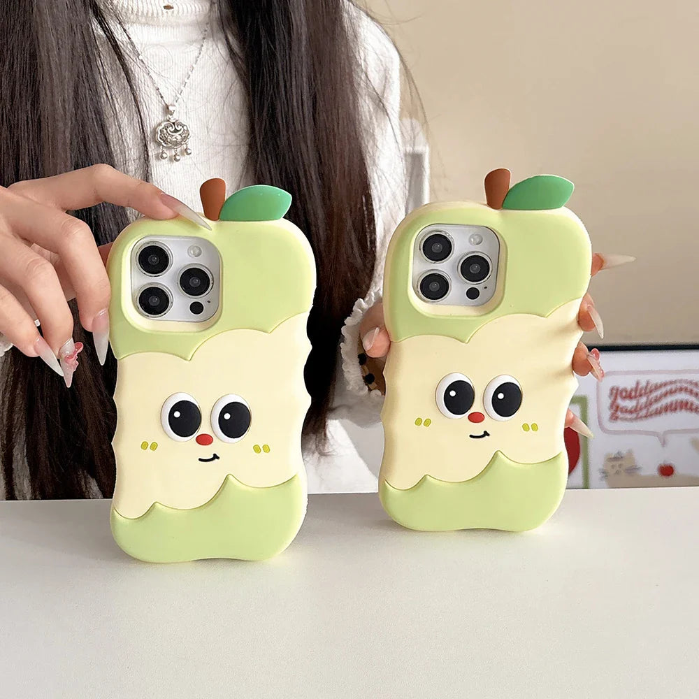 Funny 3D Cartoon Apple Designs Soft Silicone Phone Case