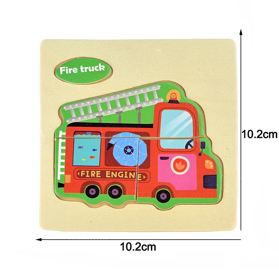 Montessori Wooden Cartoon Animal Puzzles – Early Learning Toy Set