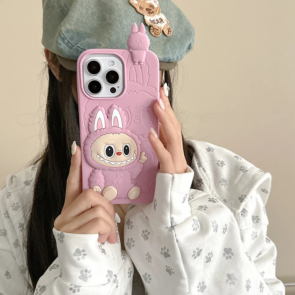 Funny 3D Cartoon LaBubu Monsters Toy Phone Case