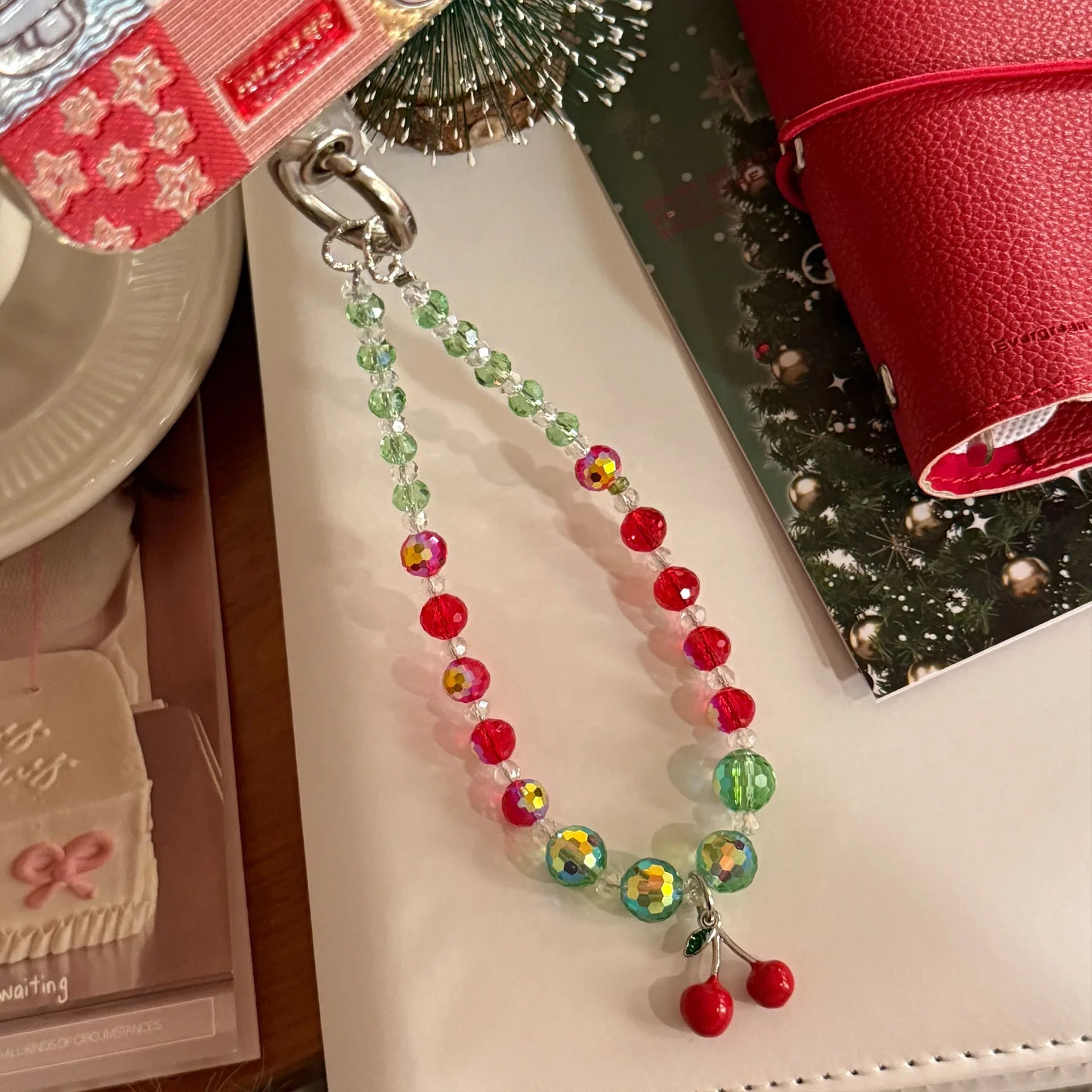 Korean Christmas Grid Pattern Glitter Phone Case For iPhone