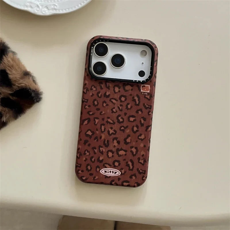 Fashion Brown Leopard Print Magnetic Phone Case For iPhone