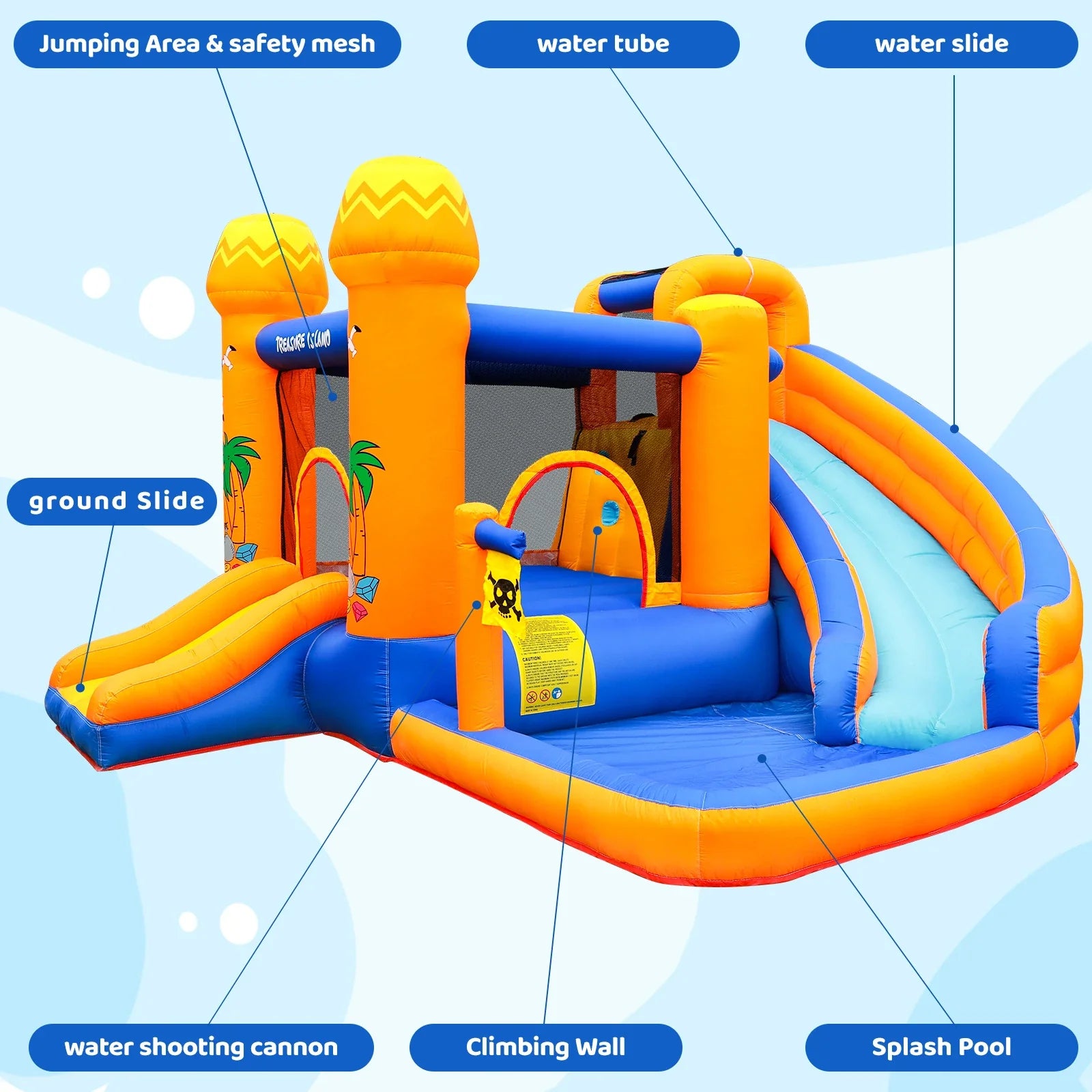 Kids Inflatable Bounce House with Water Slide & Blower