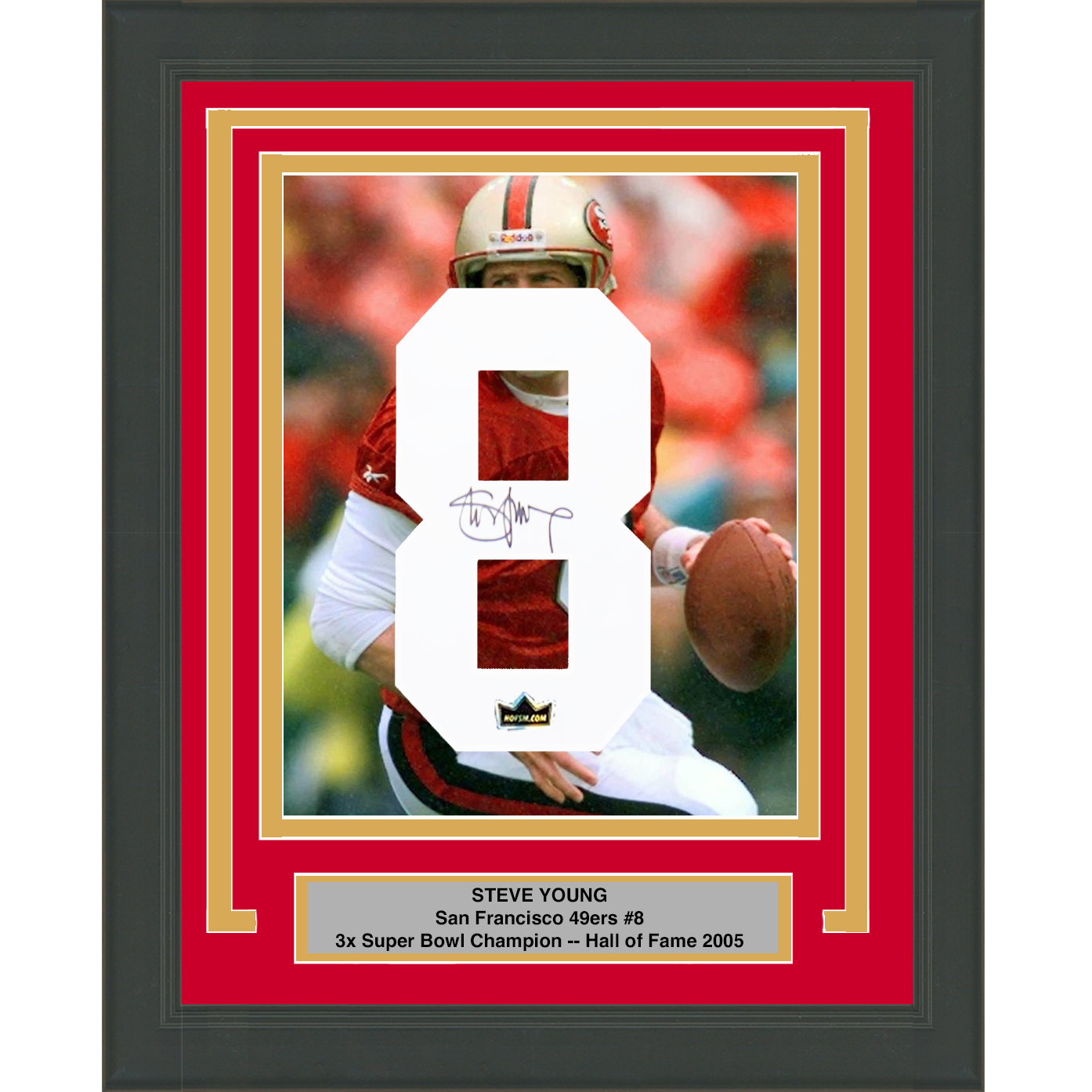 Framed Steve Young Facsimile Autographed Jersey Number 20x24 San Francisco 49ers Reprint Laser Auto Football Photo