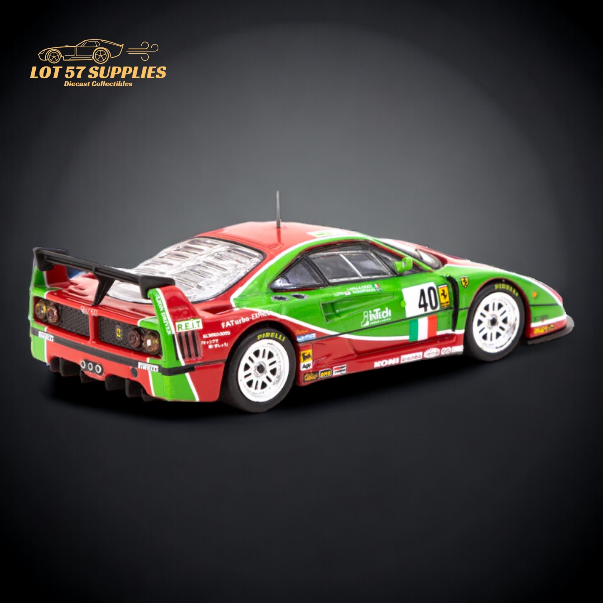 Tarmac Works X iXO Models Ferrari F40 24h of Le Mans 1995 #40 1:64 T64-075-95LM40