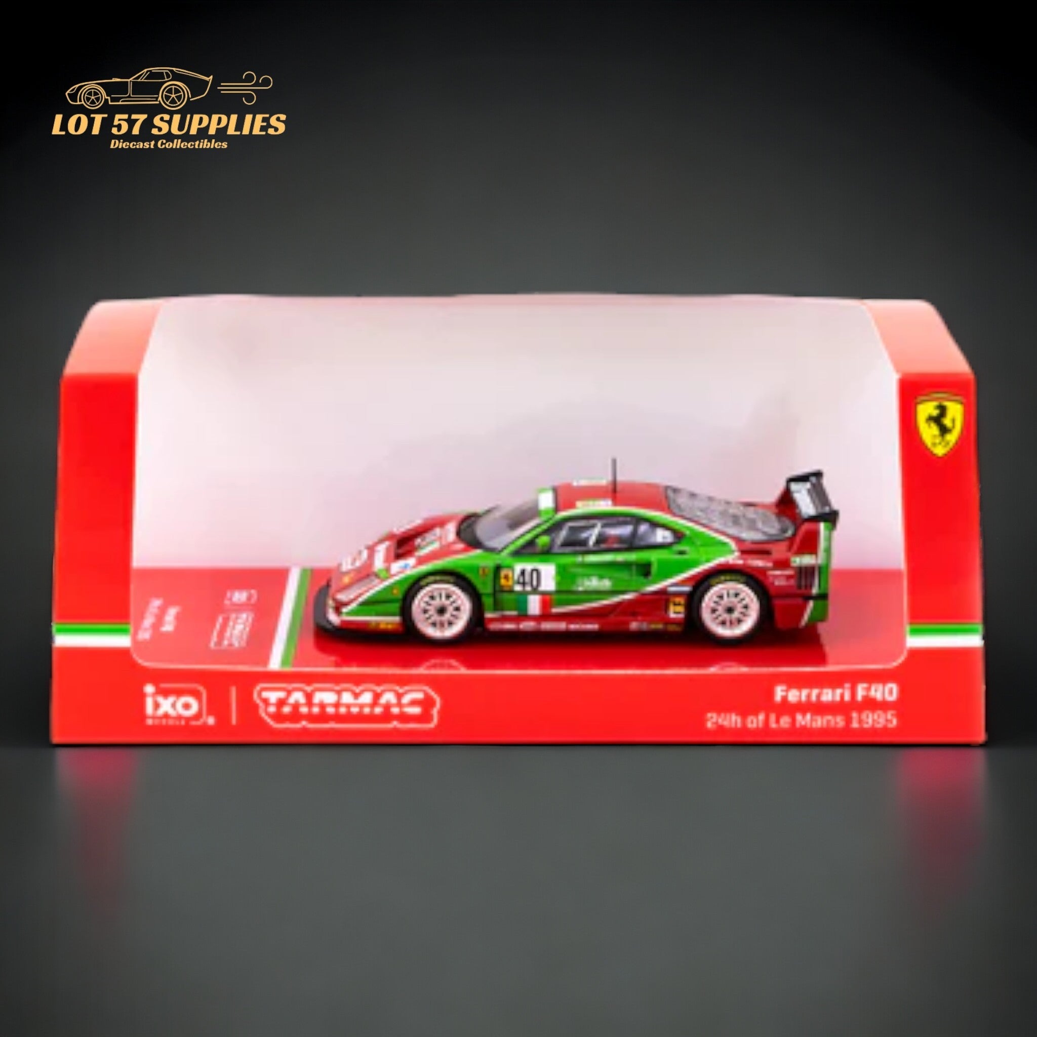 Tarmac Works X iXO Models Ferrari F40 24h of Le Mans 1995 #40 1:64 T64-075-95LM40