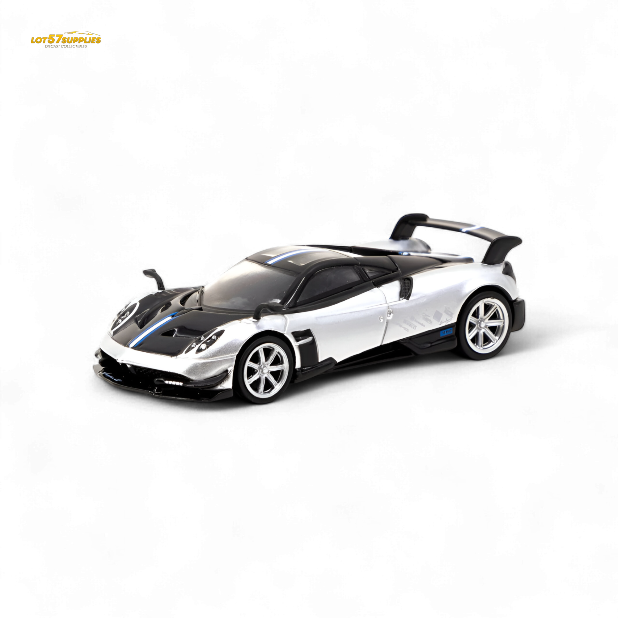 Tarmac Works Global64 Pagani Huayra BC Grigio Mercurio 2-Tone Silver/Blk 1:64