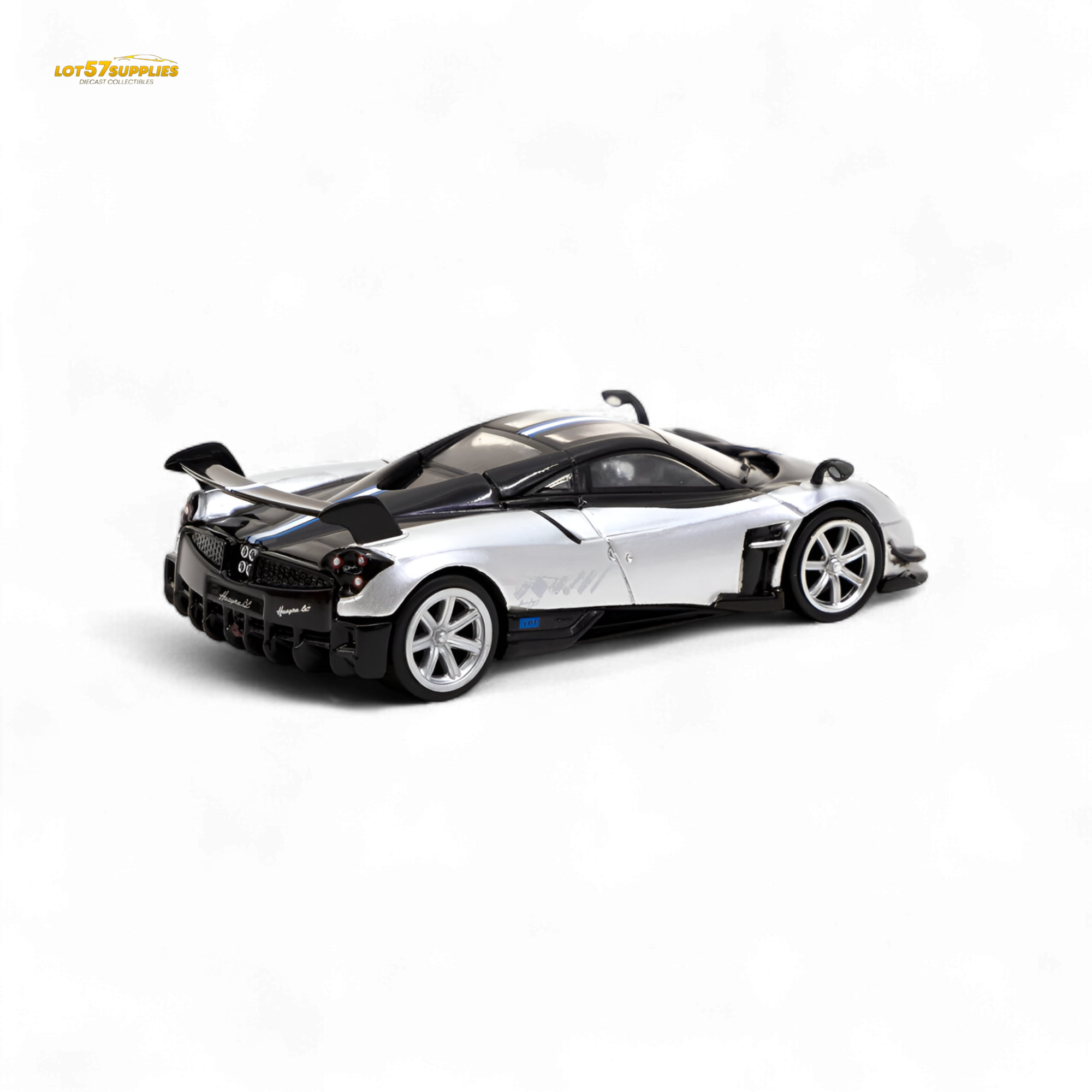 Tarmac Works Global64 Pagani Huayra BC Grigio Mercurio 2-Tone Silver/Blk 1:64
