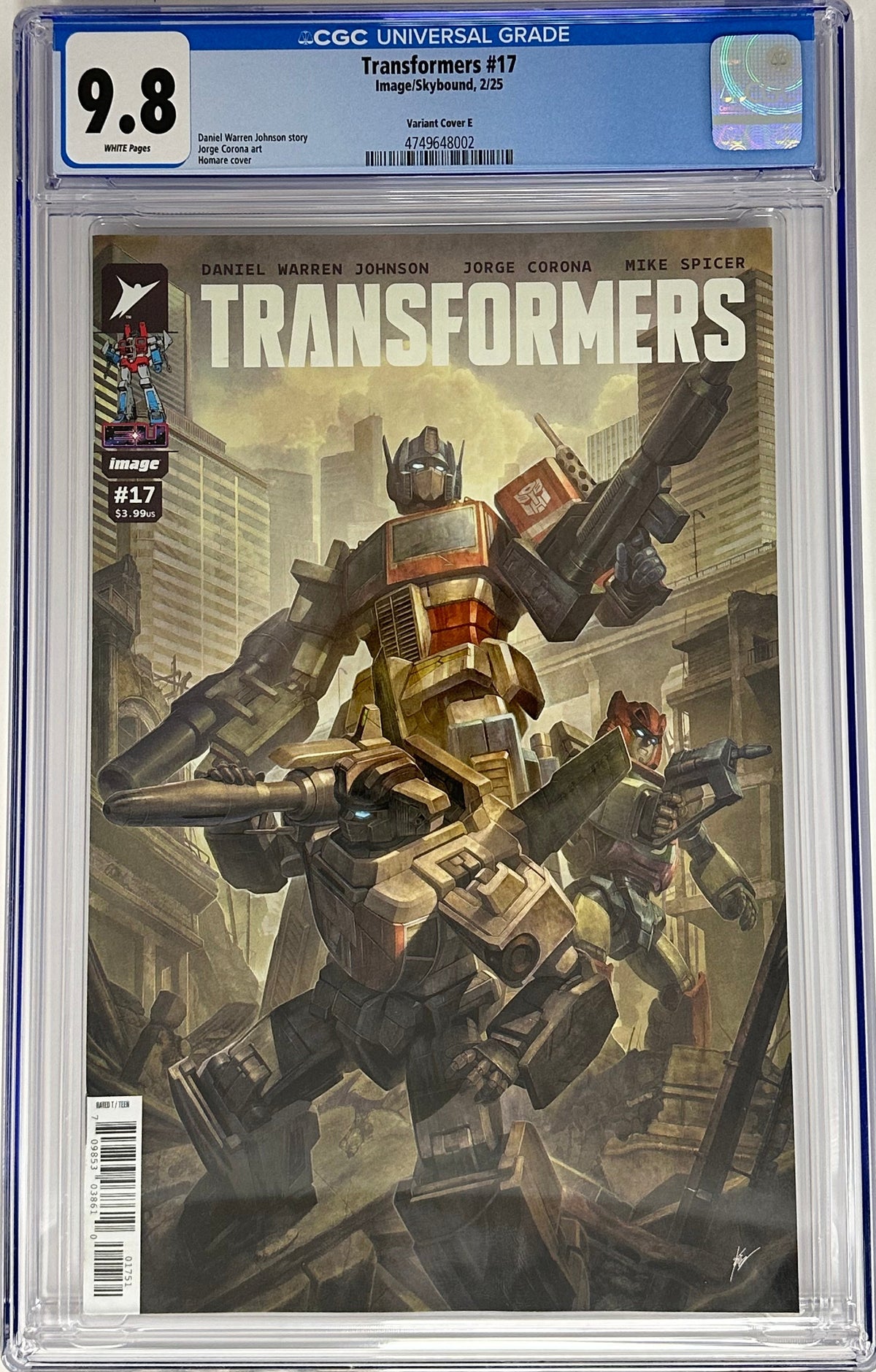 TRANSFORMERS #17 CGC 9.8 BLUE LABEL HOMARE 1:50 VAR [IN STOCK]