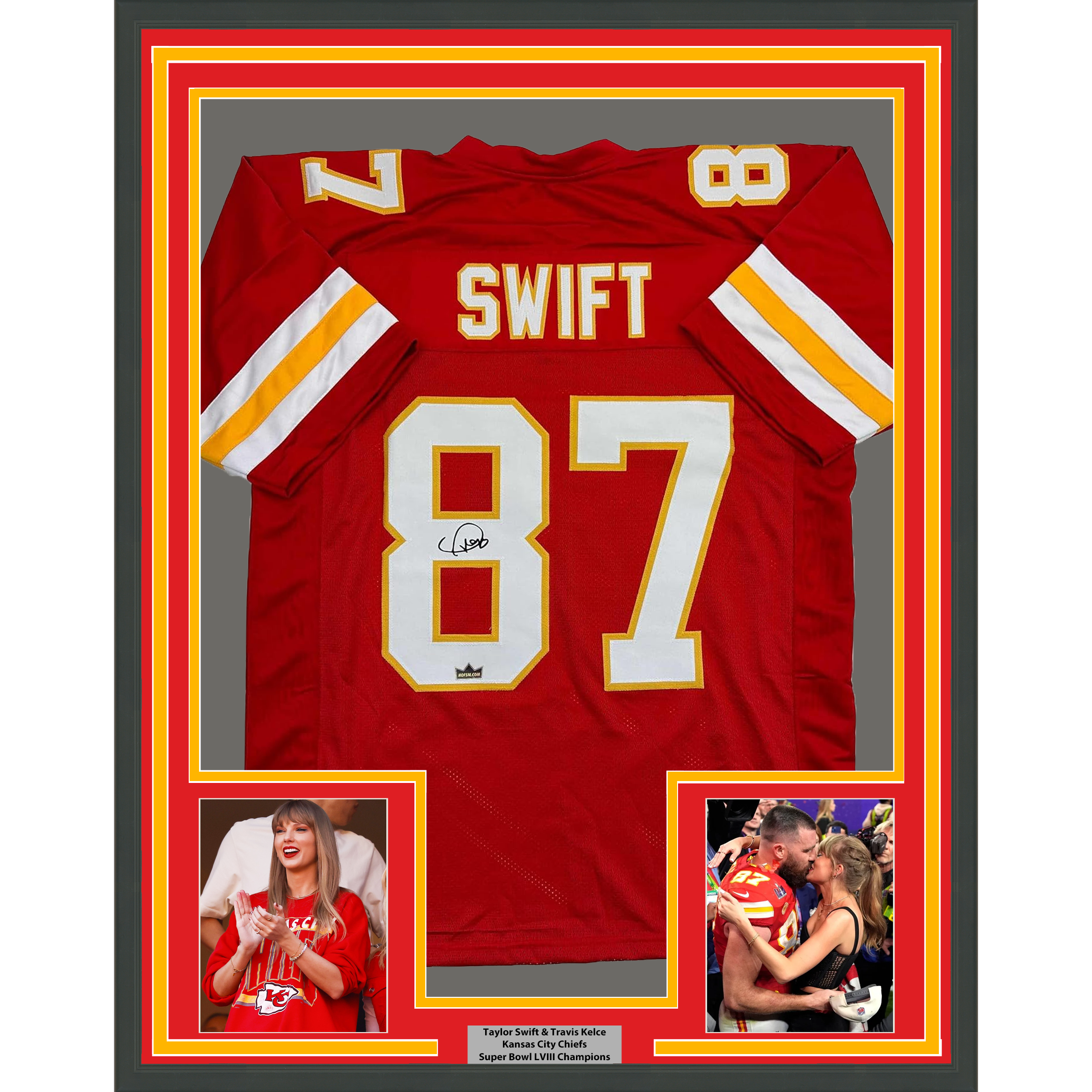 Framed Facsimile Autographed Swift #87 35x39 Kansas City Red Reprint Laser Auto Football Jersey