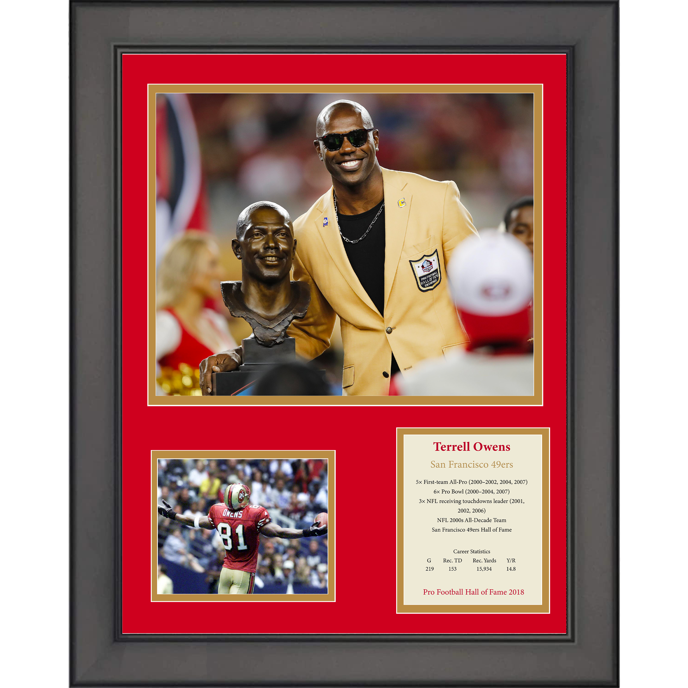 Framed Terrell Owens Hall of Fame San Francisco 49ers 11"x14" Football Three Photo Collage