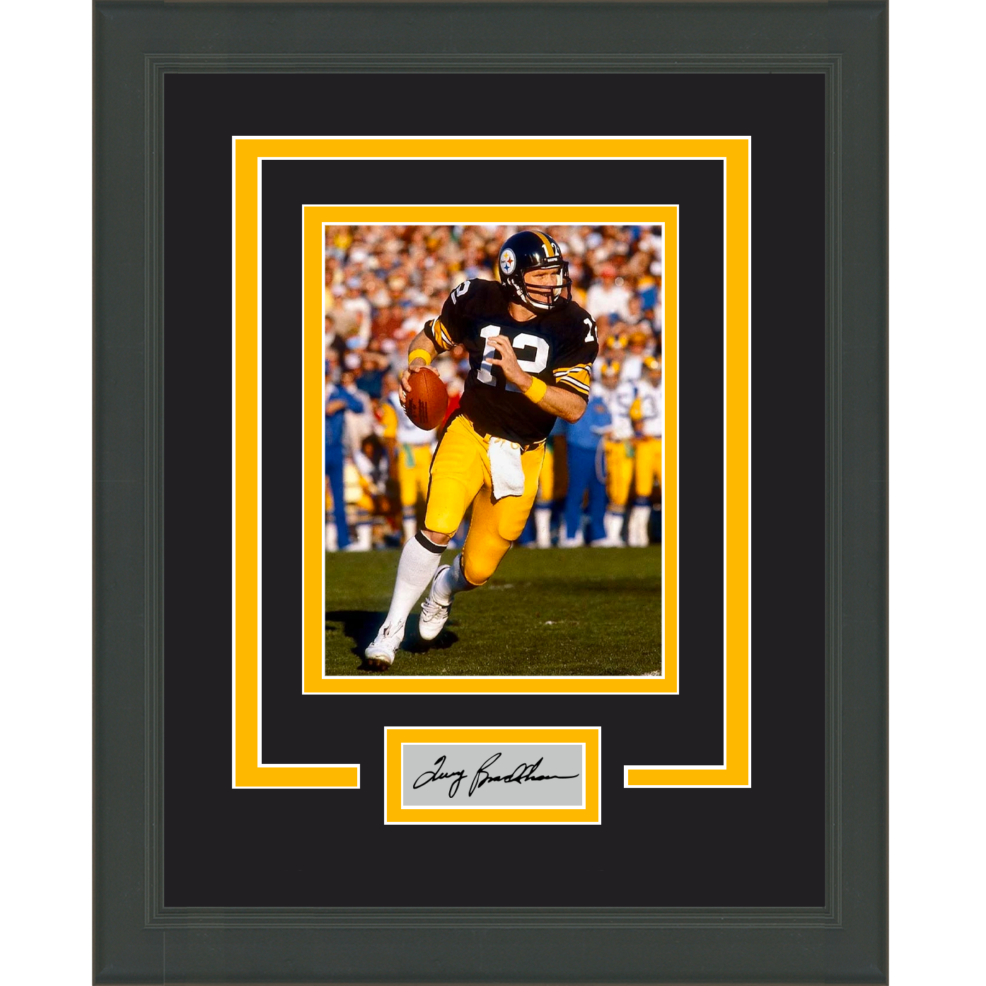 Framed Terry Bradshaw Facsimile Laser Engraved Signature Auto Pittsburgh Steelers 11x14 Football Photo