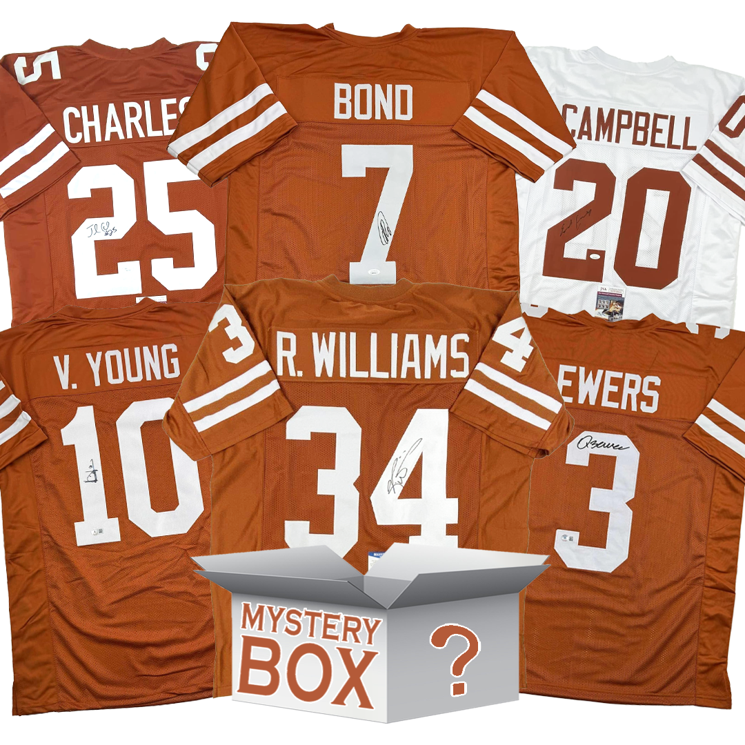 Autographed/Signed University of Texas College Football Jersey Mystery Box with PSA JSA or Beckett COA