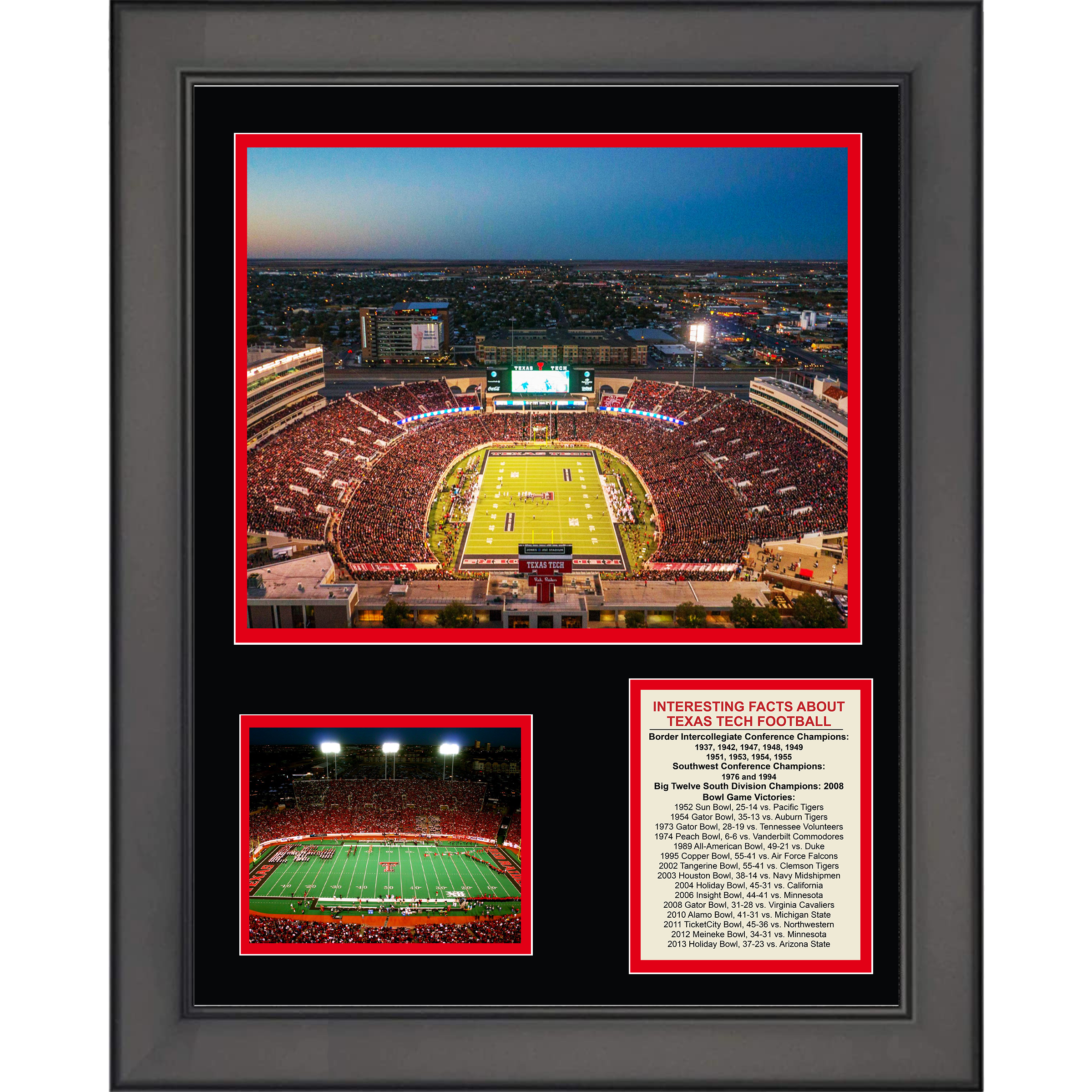 Framed Texas Tech Red Raiders Team History & Championships 11"x14" College Football Three Photo Collage