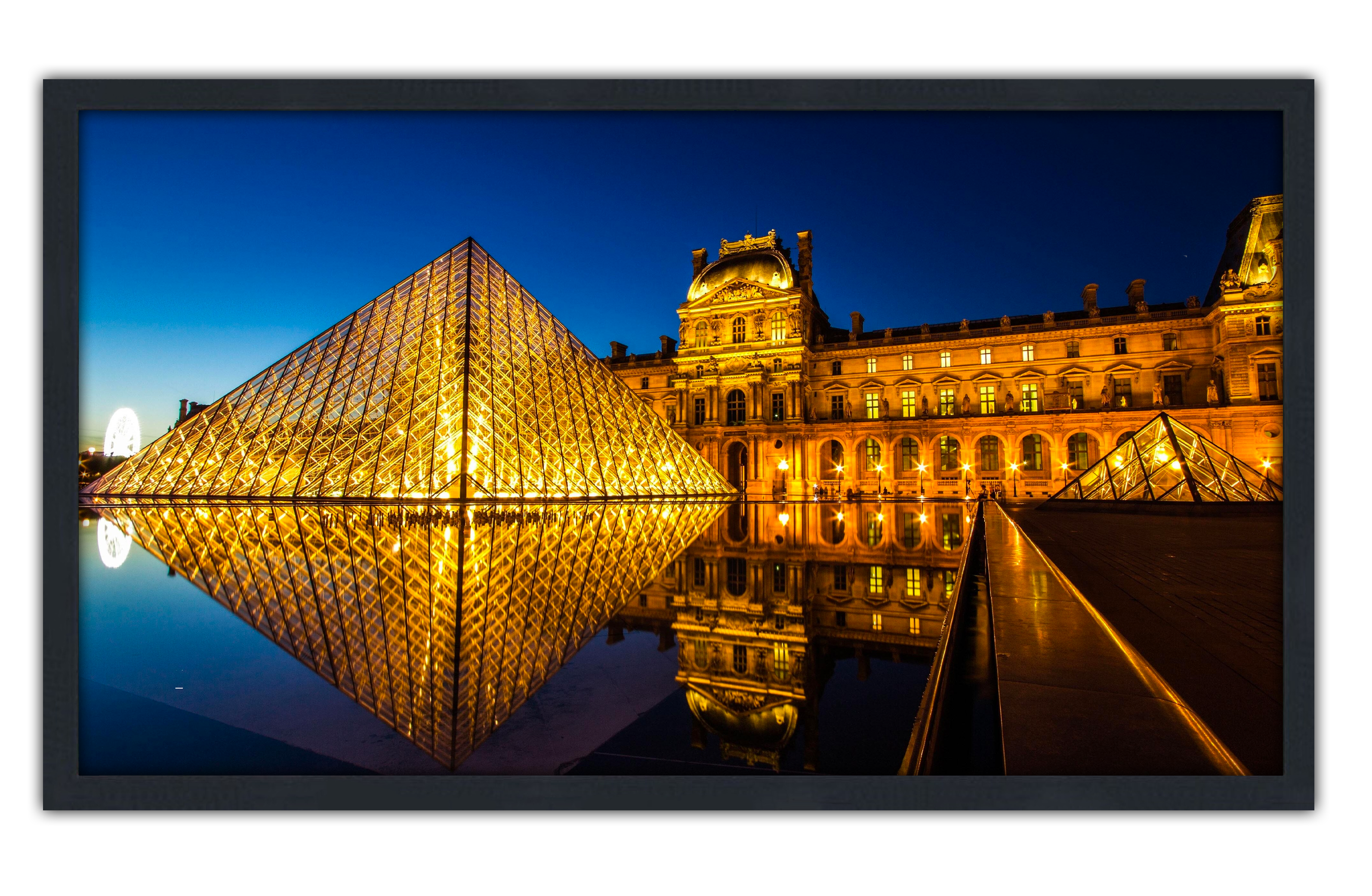 Professionally Framed The Louvre Paris Museum Skyline High-Resolution Panoramic Photo 12x22 Wall Art