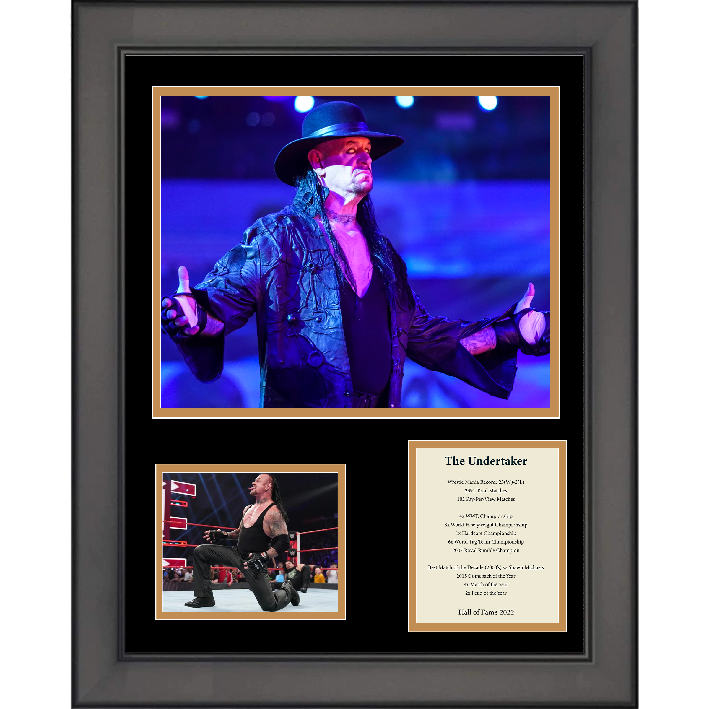 Framed The Undertaker Hall of Fame 11"x14" Wrestling Three Photo Collage