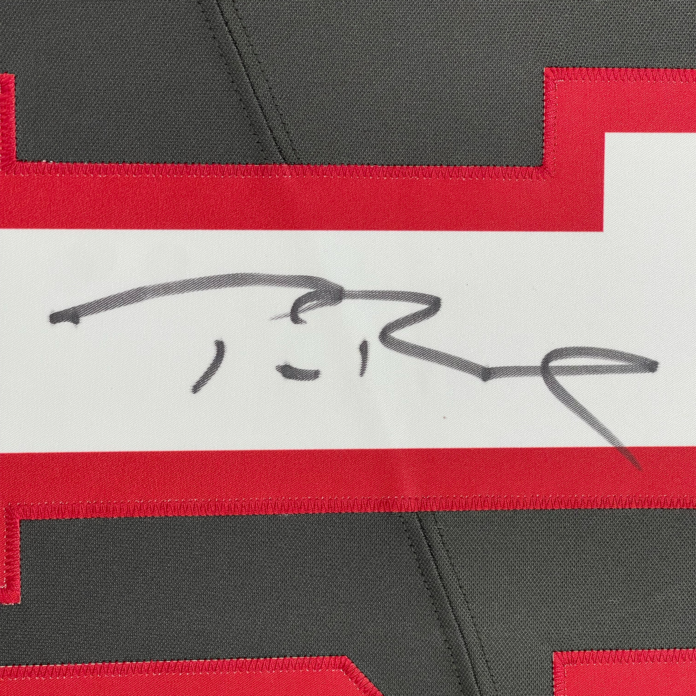 Framed Autographed/Signed Tom Brady 35x39 Tampa Bay Buccaneers Pewter Grey Authentic Nike Limited Football Jersey Fanatics COA/LOA