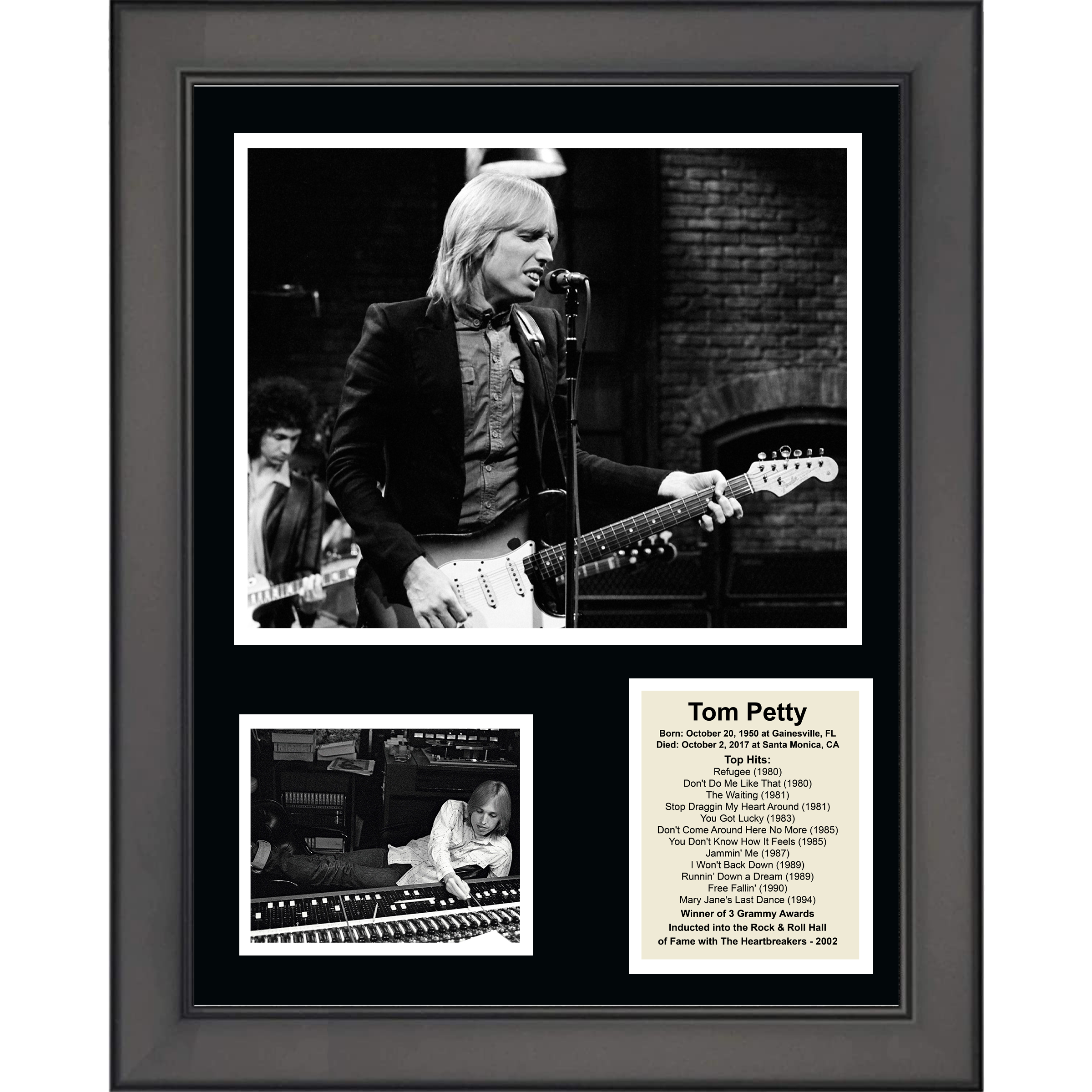 Framed Tom Petty Top Hits Biography 11"x14" Music Three Photo Collage