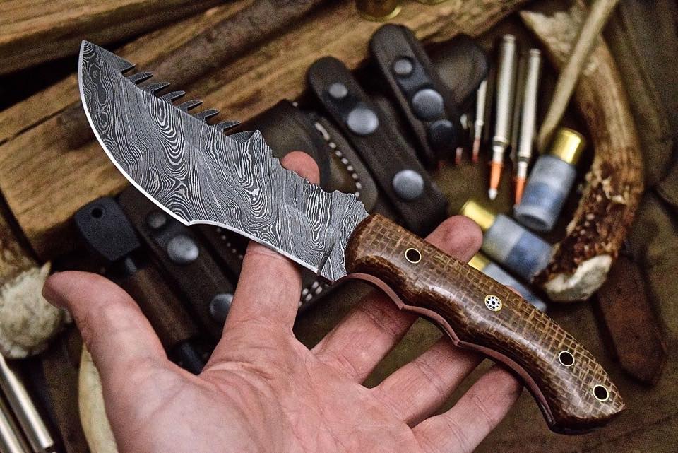 Custom Handcrafted Damascus Steel Tom Brown Tracker Knife - Ideal for Survival, Camping & Tactical Use | KBS Knives