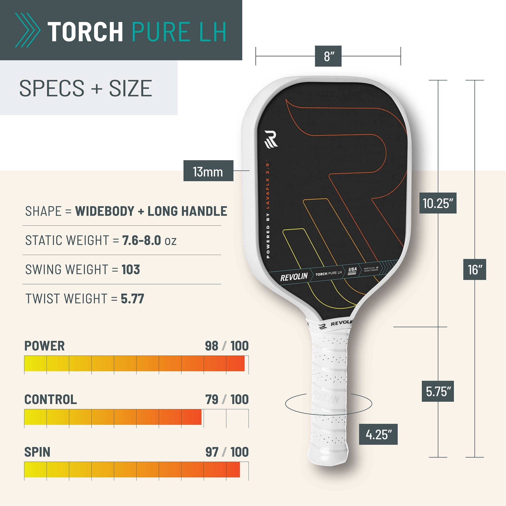 Torch Pure LH Pickleball Paddle