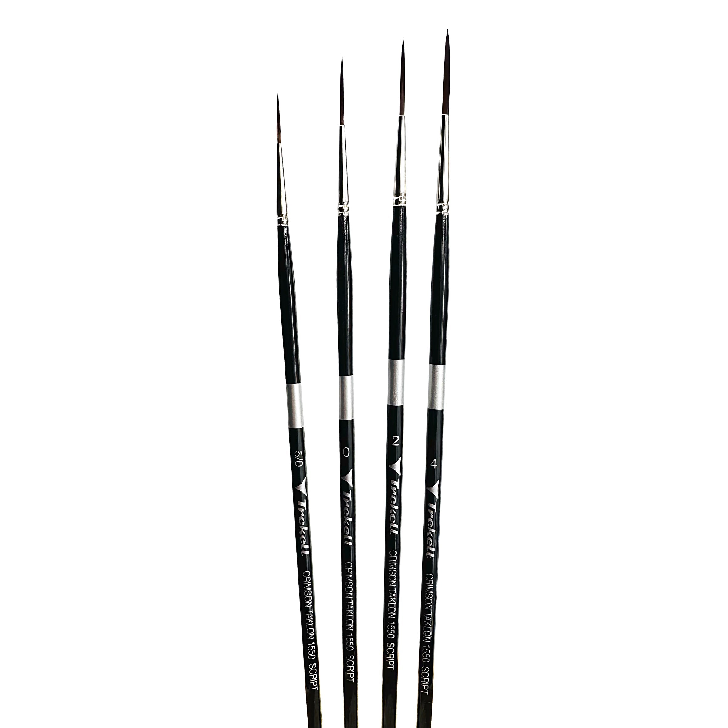 Trekell Crimson Taklon Long Handle Artist Brush - Complete Set - Script/Rigger