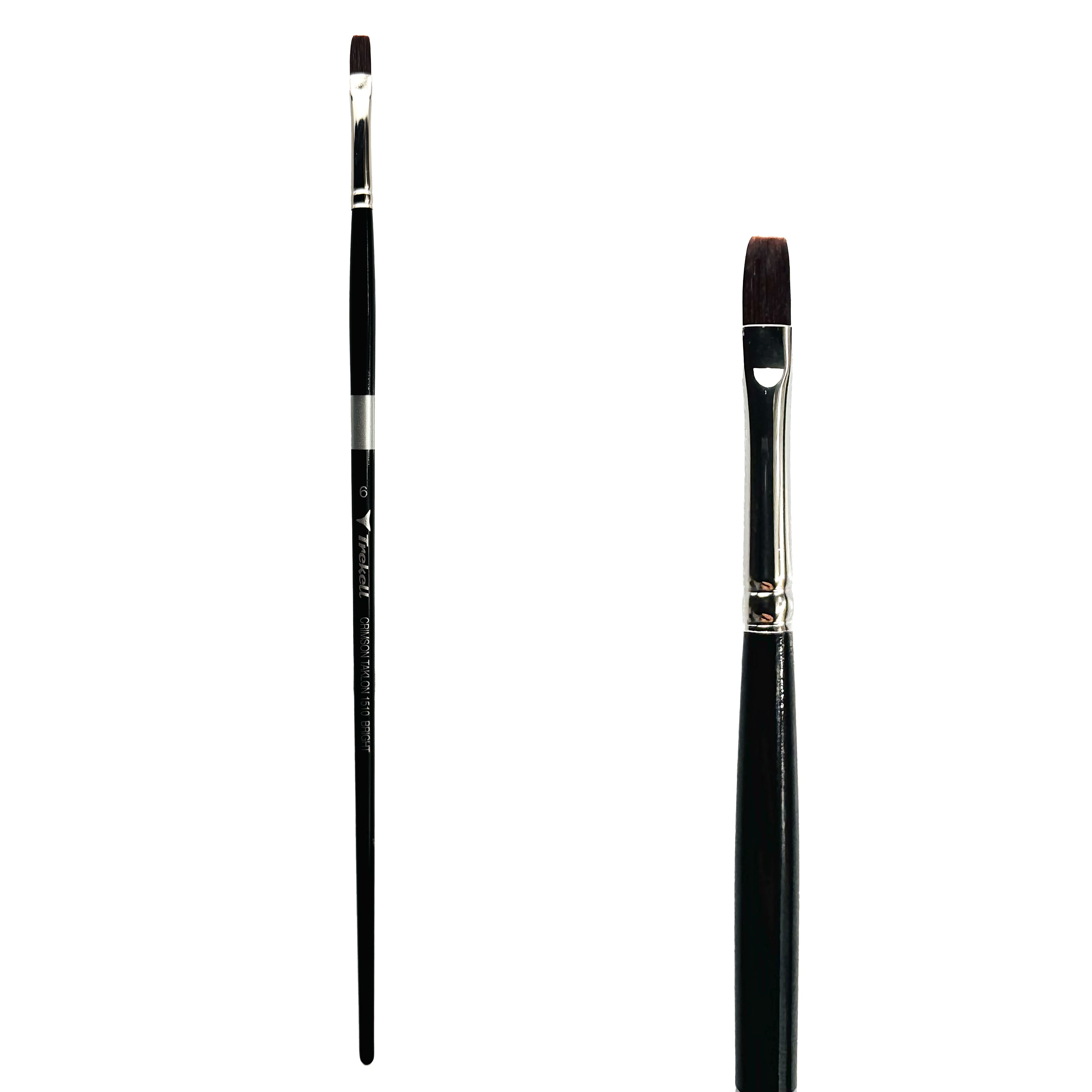 Trekell Crimson Taklon Long Handle Artist Brush - Size #6 Bright